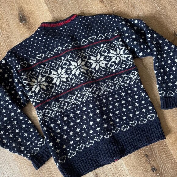 Vintage 80s LL Bean Nordic Cardigan Wool Sweater Mens Multicolor Size S - Picture 3 of 4